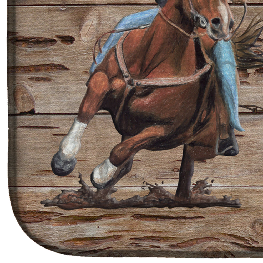 Rodeo Cowgirl Barrel Racer Dish Drying Mat Absorbent Dish Drying Mat Pad for Kitchen Counter Dish Drainer Mat for Countertop, 14 x 21", Multicolor