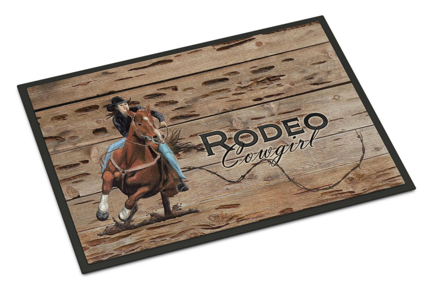 Rodeo Cowgirl Barrel Racer Doormat Indoor Outdoor 18H X 27W Front Door Mat Rugs for Entryway, Non Slip Washable