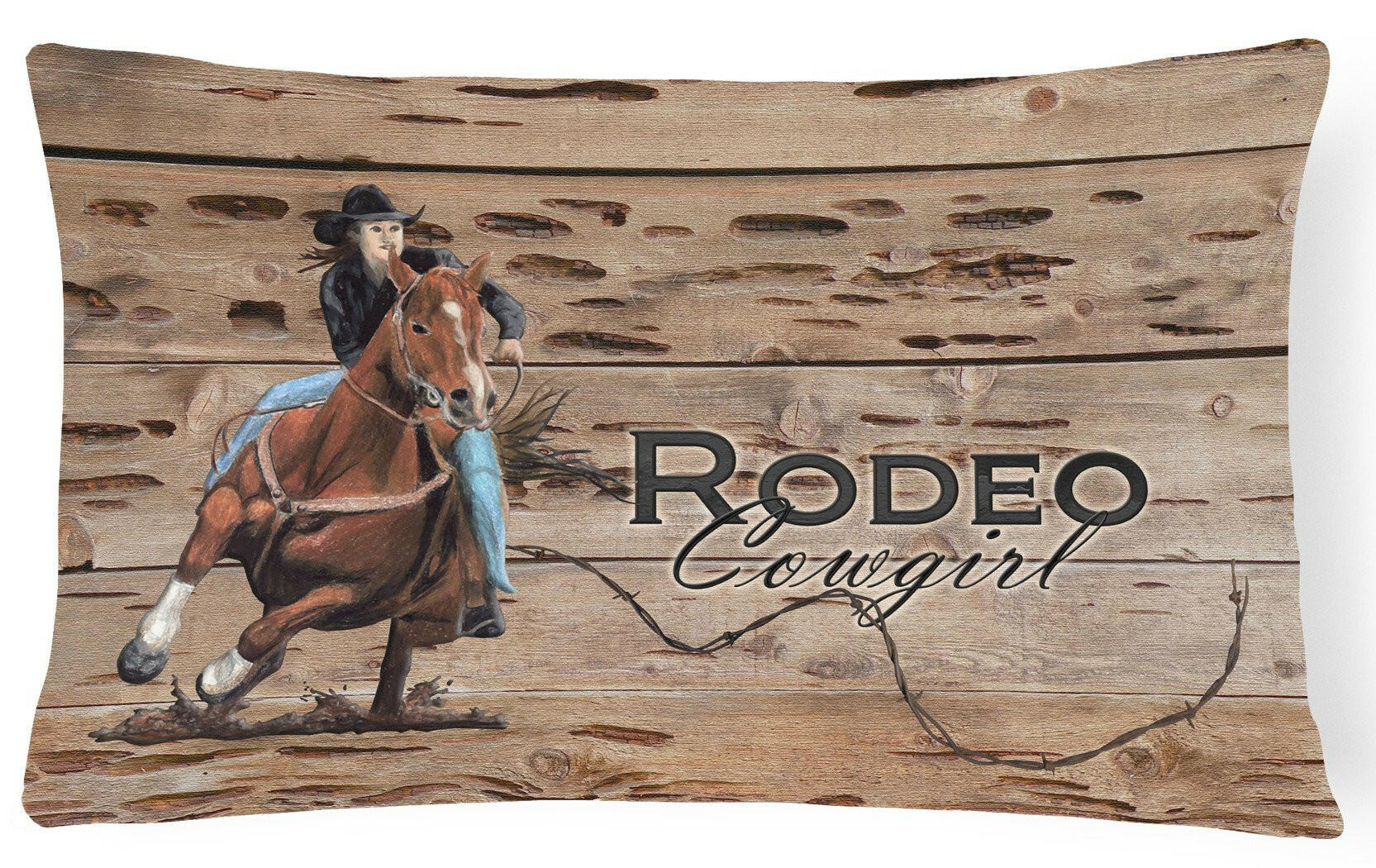 Rodeo Cowgirl Barrel Racer Decorative Throw Pillow 12x16 Indoor Outdoor Accent Cushion, Fabric Cover with Insert for Sofa, Bed, Porch & Living Room