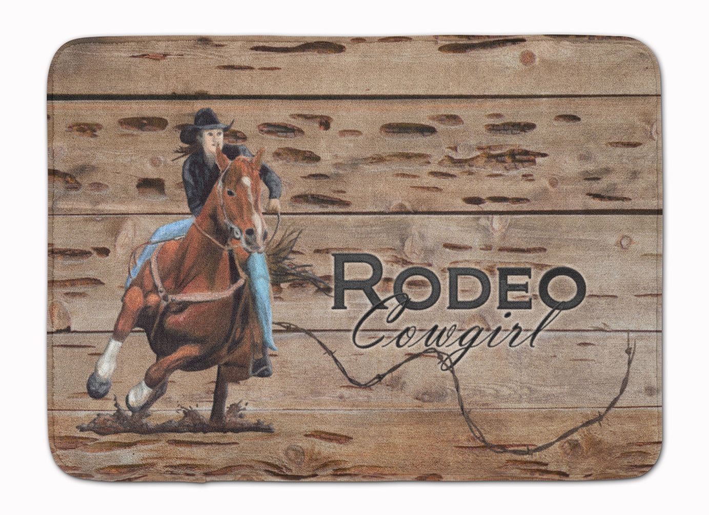 Rodeo Cowgirl Barrel Racer Memory Foam Kitchen Mat Machine Washable Anti-Fatigue Cushion Comfort Bath or Kitchen Rug
