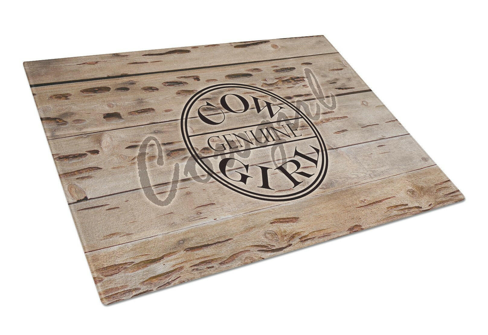 Genuine Cow Girl Branded Cutting Board Tempered Glass Kitchen Cutting Surface, Heat Resistant Chopping, Non-Slip Feet, Food Prep & Serving