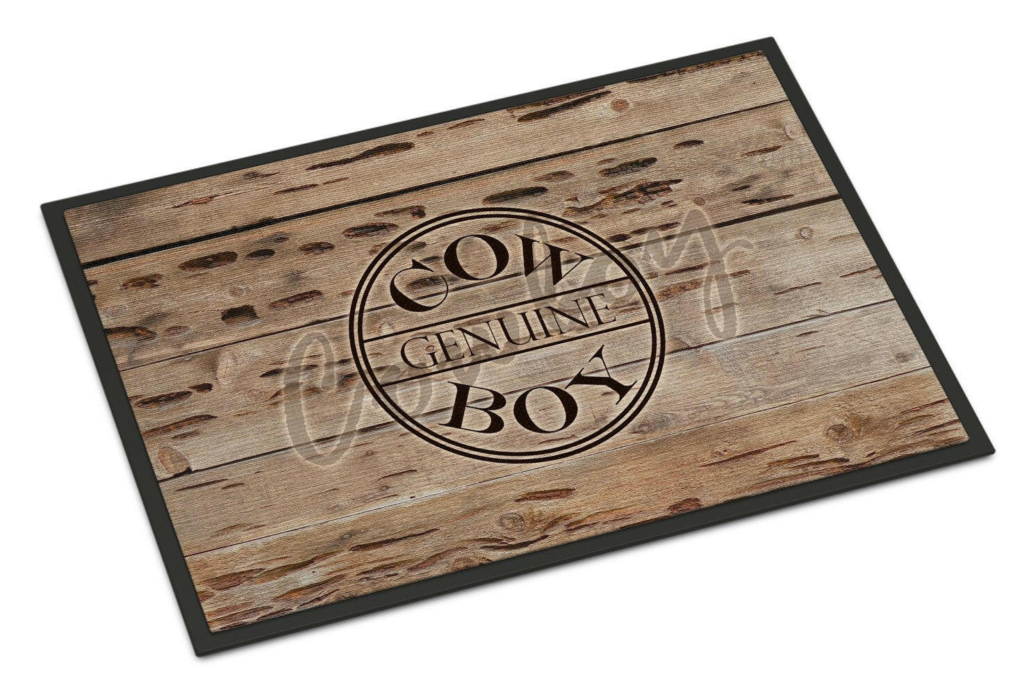 Genuine Cow Boy Branded Doormat Indoor Outdoor 24H X 36W Front Door Mat Rugs for Entryway, Non Slip Washable Low Pile,