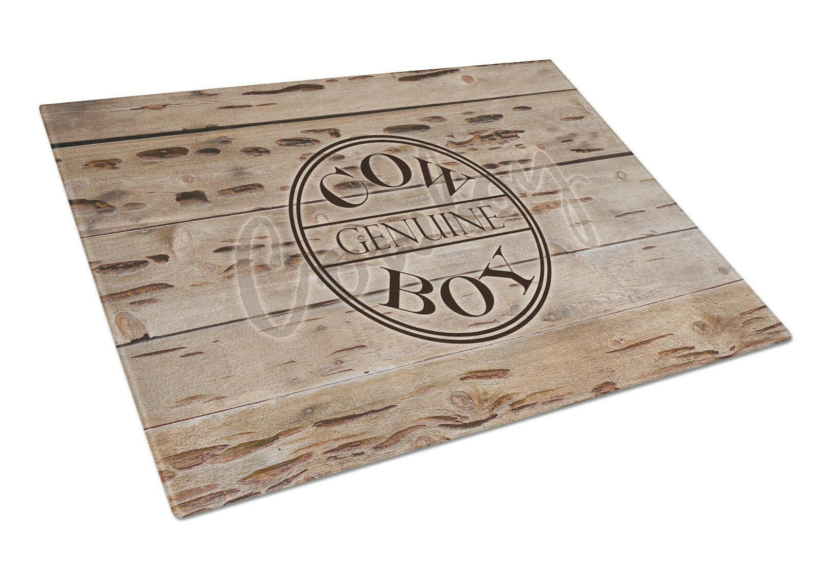 Genuine Cow Boy Branded Cutting Board Tempered Glass Kitchen Cutting Surface, Heat Resistant Chopping, Non-Slip Feet, Food Prep & Serving
