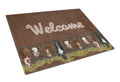 Welcome Mat with Cows Cutting Board Tempered Glass Kitchen Cutting Surface, Heat Resistant Chopping, Non-Slip Feet, Food Prep & Serving