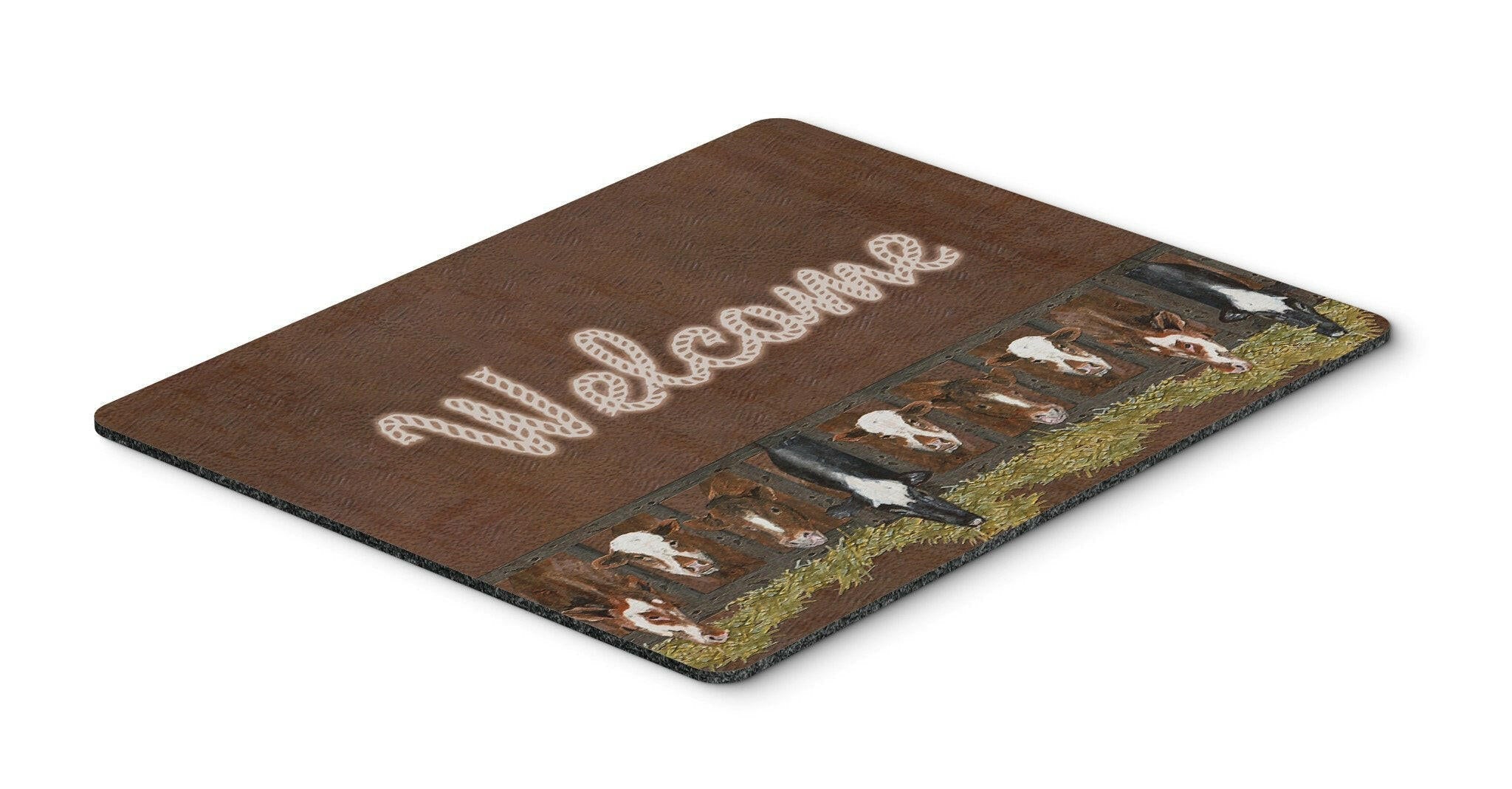 Welcome Mat with Cows Mouse Pad, Heat Resistant Trivet Hot Pad , Non Slip Rubber Desk Mat, Kitchen Counter Protector, Home Office Decor Gift