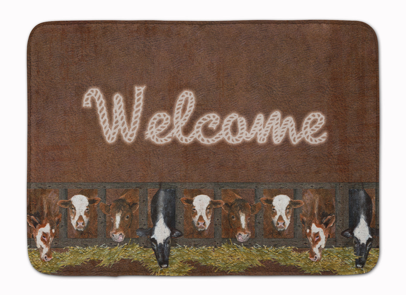 Welcome Mat with Cows Memory Foam Kitchen Mat Machine Washable Anti-Fatigue Cushion Comfort Bath or Kitchen Rug