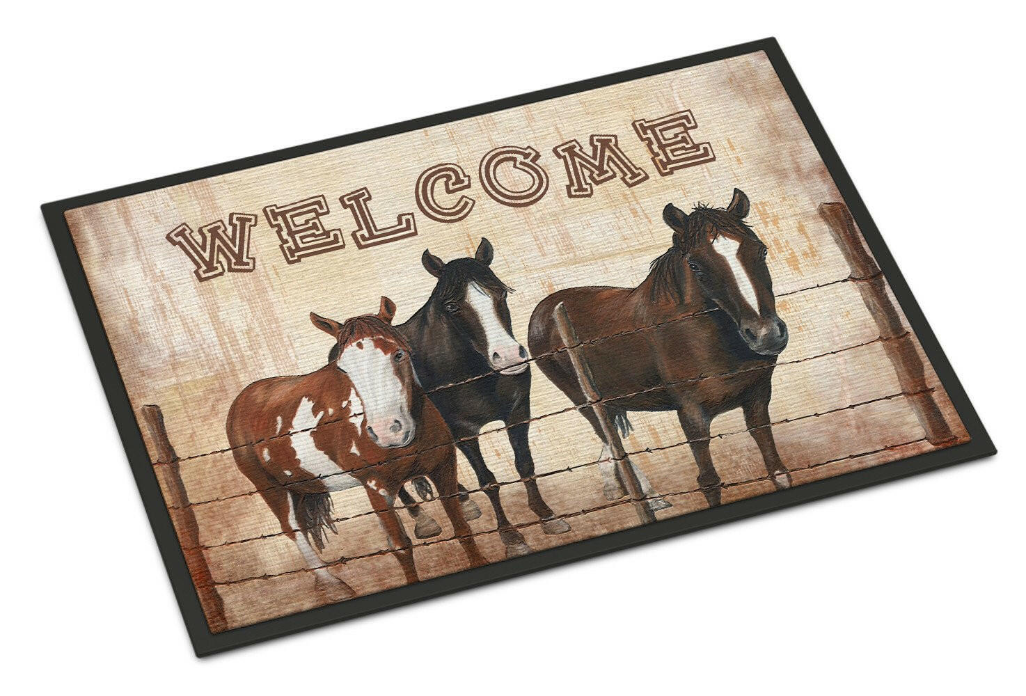 Welcome Mat with Horses Doormat Indoor Outdoor 24H X 36W Front Door Mat Rugs for Entryway, Non Slip Washable Low Pile,