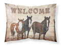 Welcome Mat with Horses Standard Pillowcase Lightweight Super Soft Easy Care Decorative Artwork Pillowcase, Standard