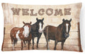 Welcome Mat with Horses Decorative Throw Pillow 12x16 Indoor Outdoor Accent Cushion, Fabric Cover with Insert for Sofa, Bed, Porch & Living Room