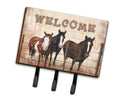 Welcome Mat with Horses Leash or Key Holder Wall Hooks, Coat Rack Wall Mount, for Hanging Keys, Towels, Aprons, Leashes