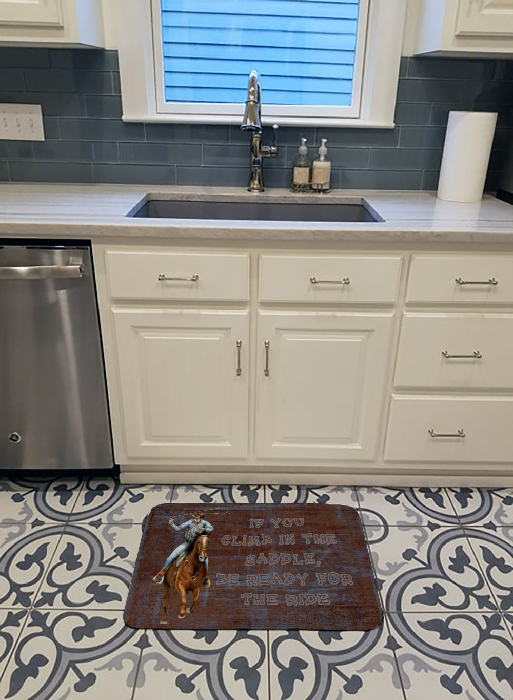 Roper Horse If you climb in the saddle, be ready for the ride Memory Foam Kitchen Mat Machine Washable Anti-Fatigue Cushion Comfort Bath or Kitchen Rug