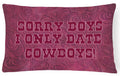Sorry Boys I only date cowboys in pink Decorative Throw Pillow 12x16 Indoor Outdoor Accent Cushion, Fabric Cover with Insert for Sofa, Bed, Porch & Living Room