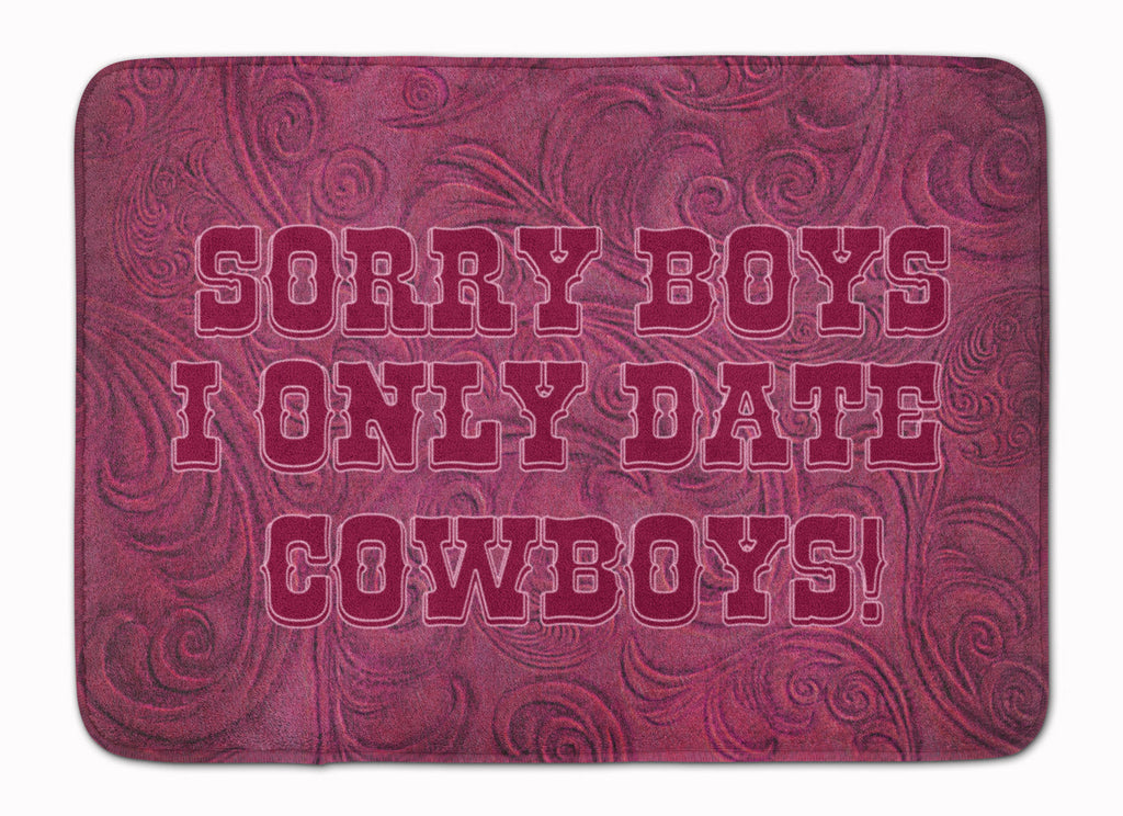 Sorry Boys I only date cowboys in pink Memory Foam Kitchen Mat Machine Washable Anti-Fatigue Cushion Comfort Bath or Kitchen Rug