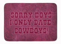 Sorry Boys I only date cowboys in pink Memory Foam Kitchen Mat Machine Washable Anti-Fatigue Cushion Comfort Bath or Kitchen Rug