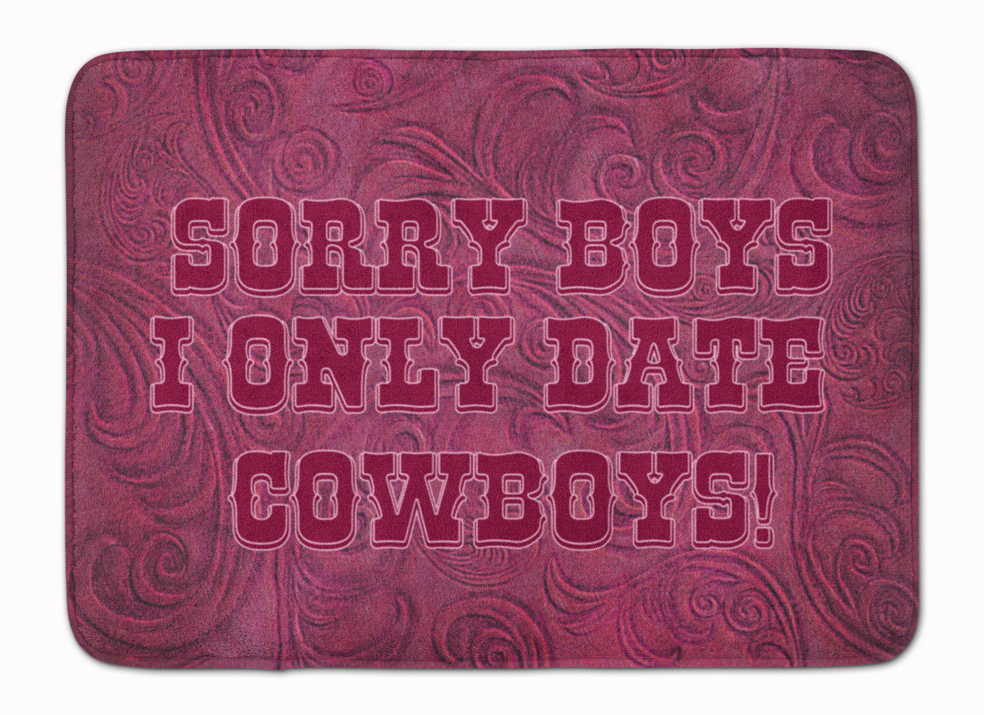 Sorry Boys I only date cowboys in pink Memory Foam Kitchen Mat Machine Washable Anti-Fatigue Cushion Comfort Bath or Kitchen Rug
