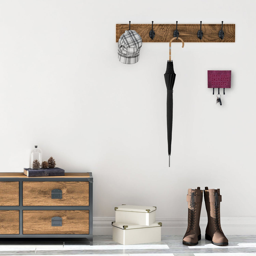 Sorry Boys I only date cowboys in pink Leash or Key Holder Wall Hooks, Coat Rack Wall Mount, for Hanging Keys, Towels, Aprons, Leashes
