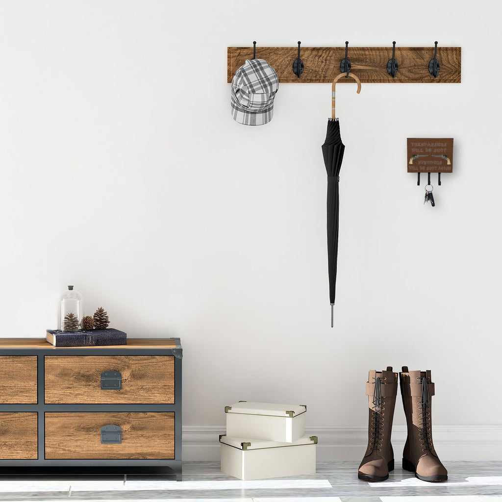 Tresspassers will be shot Leash or Key Holder Wall Hooks, Coat Rack Wall Mount, for Hanging Keys, Towels, Aprons, Leashes