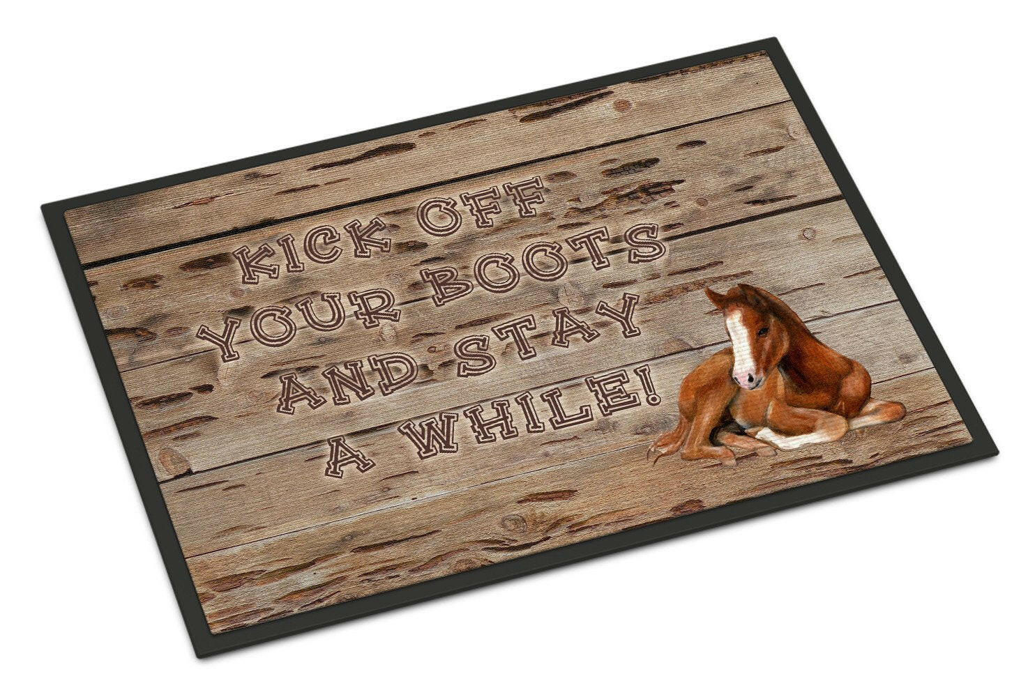 Kick off your boots and stay a while Doormat Indoor Outdoor 18H X 27W Front Door Mat Rugs for Entryway, Non Slip Washable