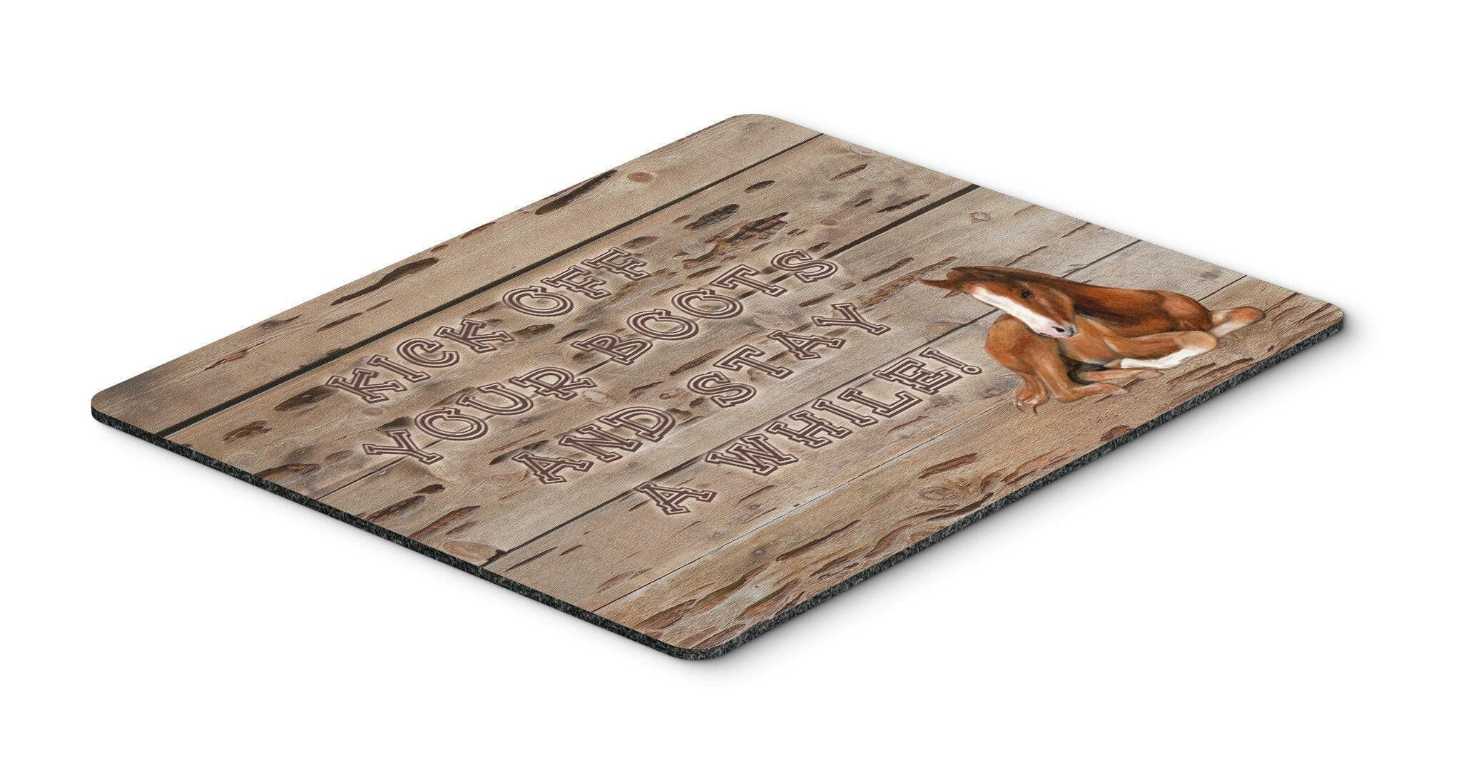 Kick off your boots and stay a while Mouse Pad, Heat Resistant Trivet Hot Pad , Non Slip Rubber Desk Mat, Kitchen Counter Protector, Home Office Decor Gift
