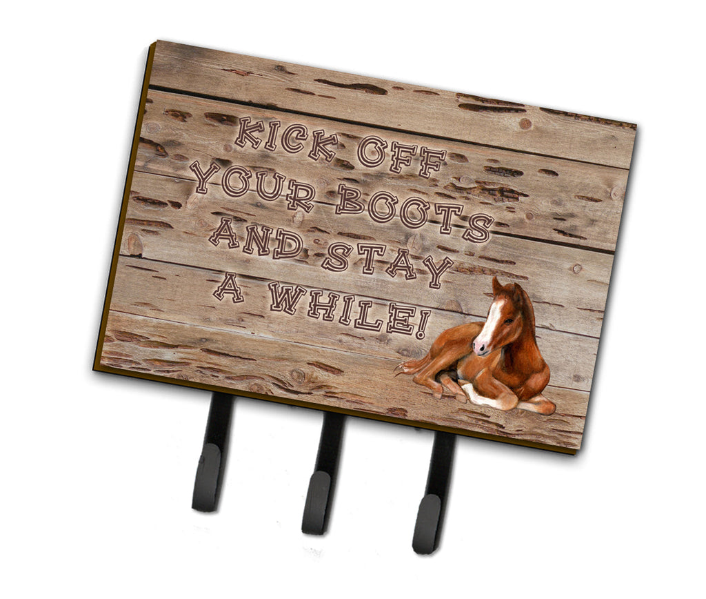 Kick off your boots and stay a while Leash or Key Holder Wall Hooks, Coat Rack Wall Mount, for Hanging Keys, Towels, Aprons, Leashes