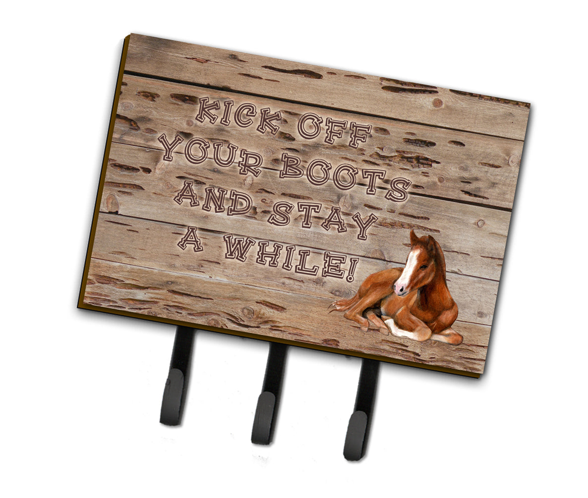 Kick off your boots and stay a while Leash or Key Holder Wall Hooks, Coat Rack Wall Mount, for Hanging Keys, Towels, Aprons, Leashes