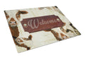 Welcome cow Cutting Board Tempered Glass Kitchen Cutting Surface, Heat Resistant Chopping, Non-Slip Feet, Food Prep & Serving