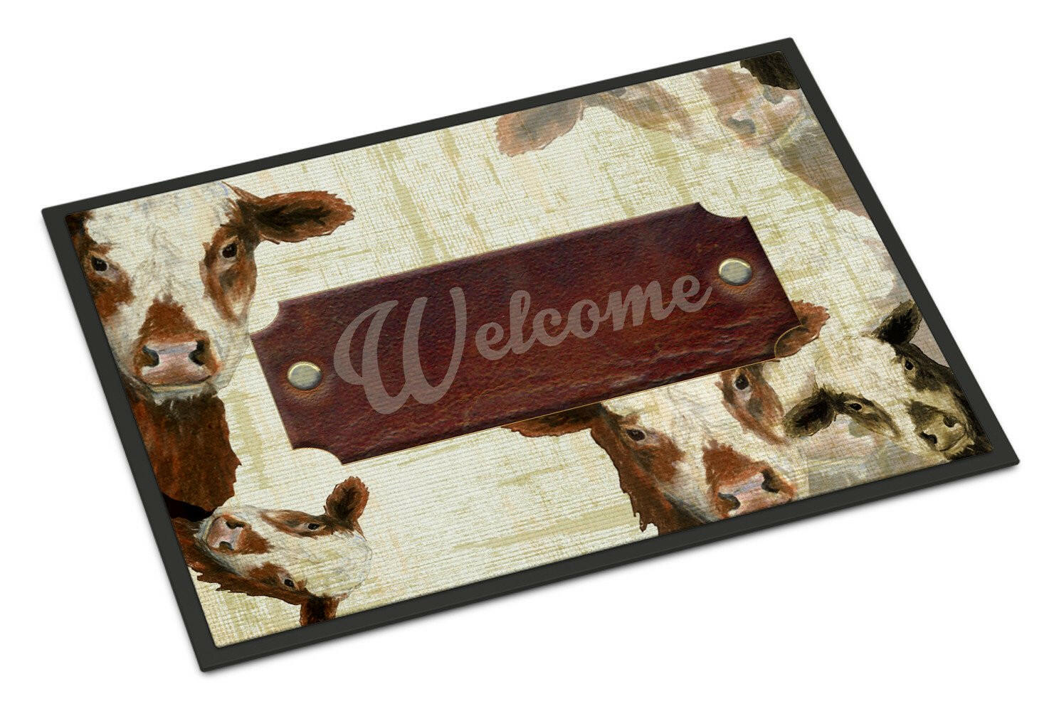 Welcome cow Doormat Indoor Outdoor 18H X 27W Front Door Mat Rugs for Entryway, Non Slip Washable