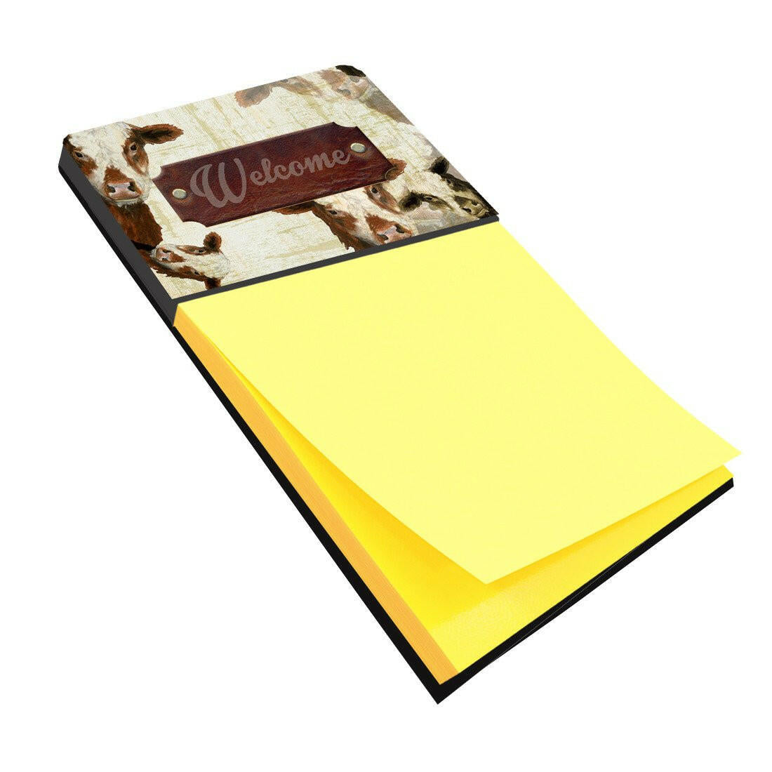 Welcome cow Watercolor Sticky Note Holder Refillable Dispenser Desk Accessory 3x3 Pad Gift