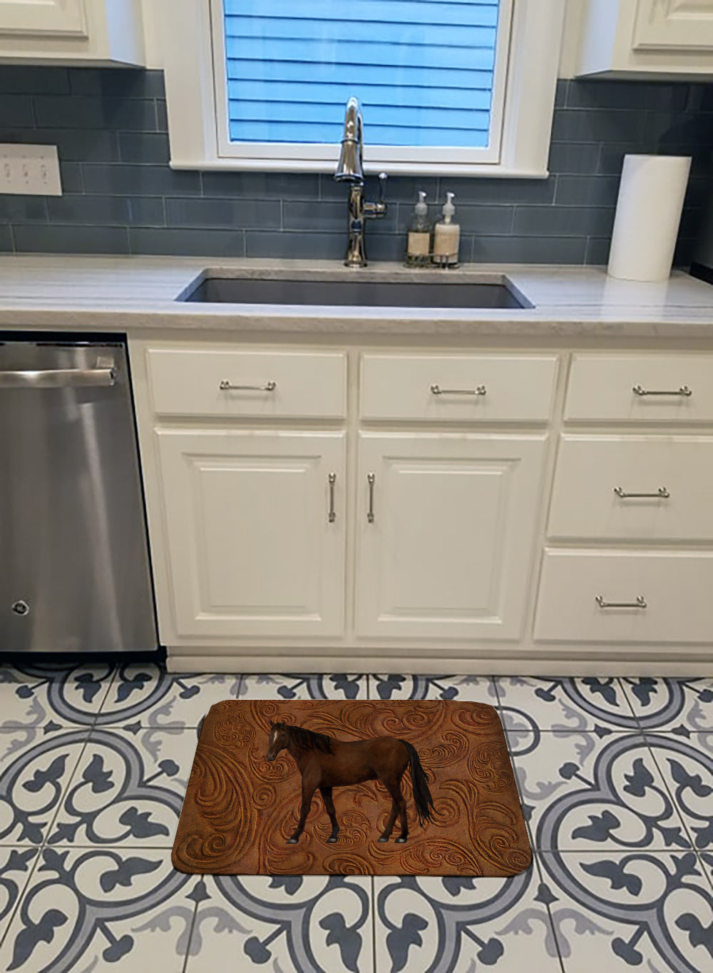 Horse Memory Foam Kitchen Mat Machine Washable Anti-Fatigue Cushion Comfort Bath or Kitchen Rug