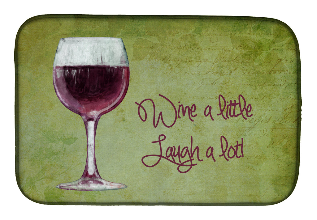 Wine a little laugh a lot Dish Drying Mat Absorbent Dish Drying Mat Pad for Kitchen Counter Dish Drainer Mat for Countertop, 14 x 21", Multicolor