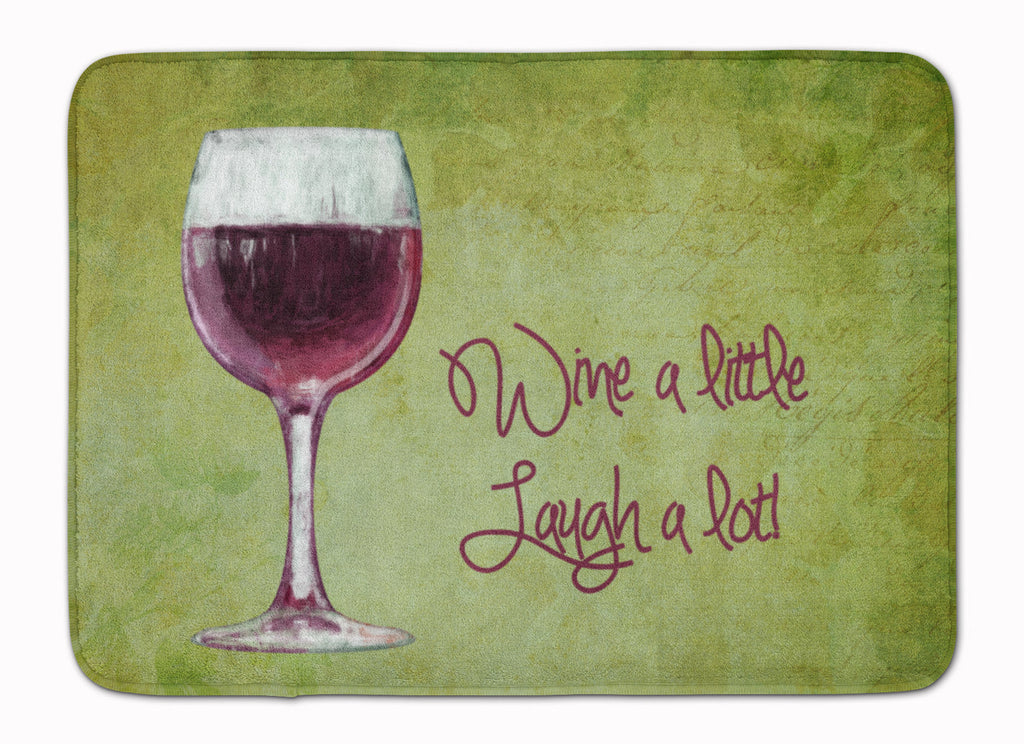 Wine a little laugh a lot Memory Foam Kitchen Mat Machine Washable Anti-Fatigue Cushion Comfort Bath or Kitchen Rug