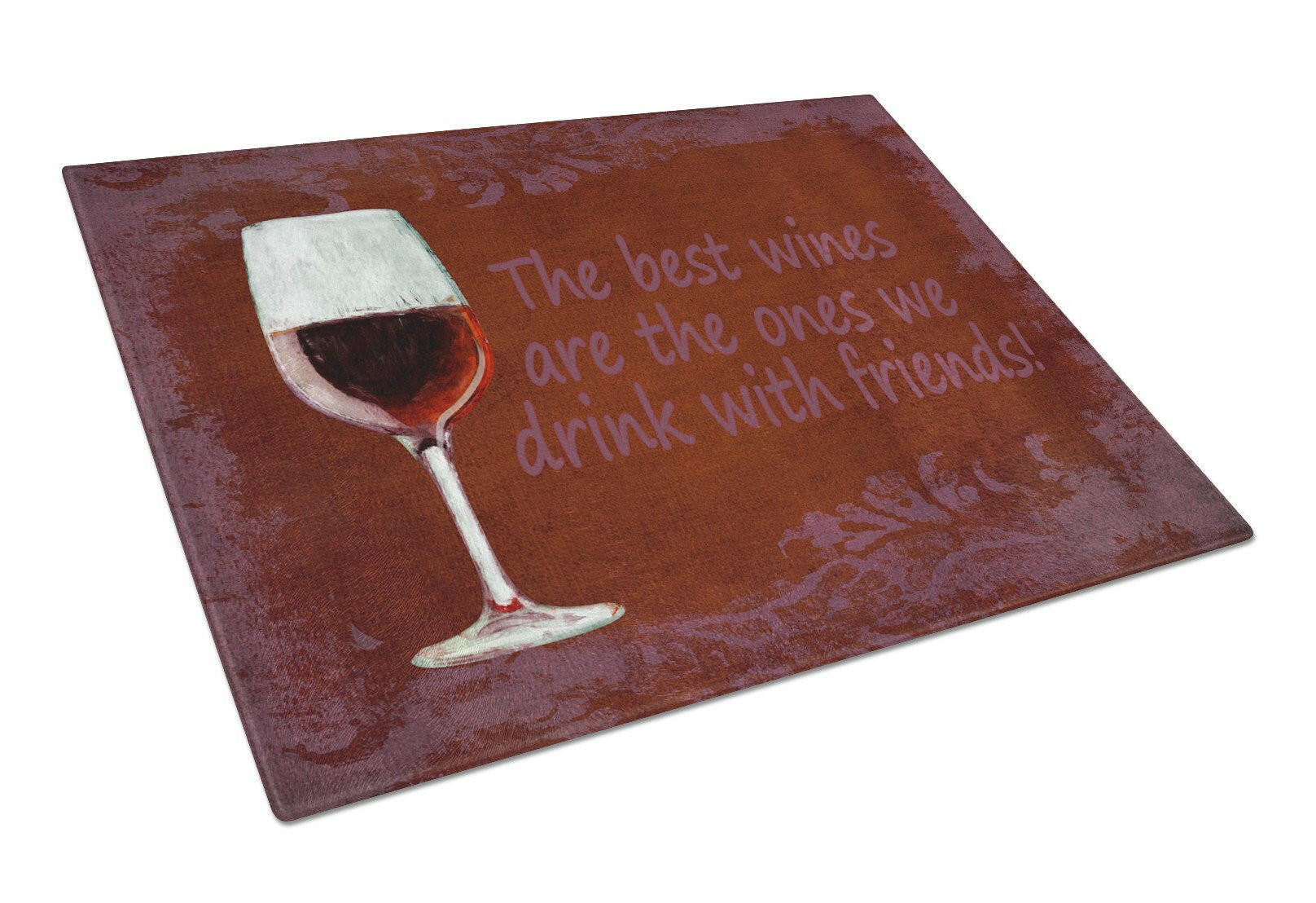 The best wines are the ones we drink with friends Cutting Board Tempered Glass Kitchen Cutting Surface, Heat Resistant Chopping, Non-Slip Feet, Food Prep & Serving