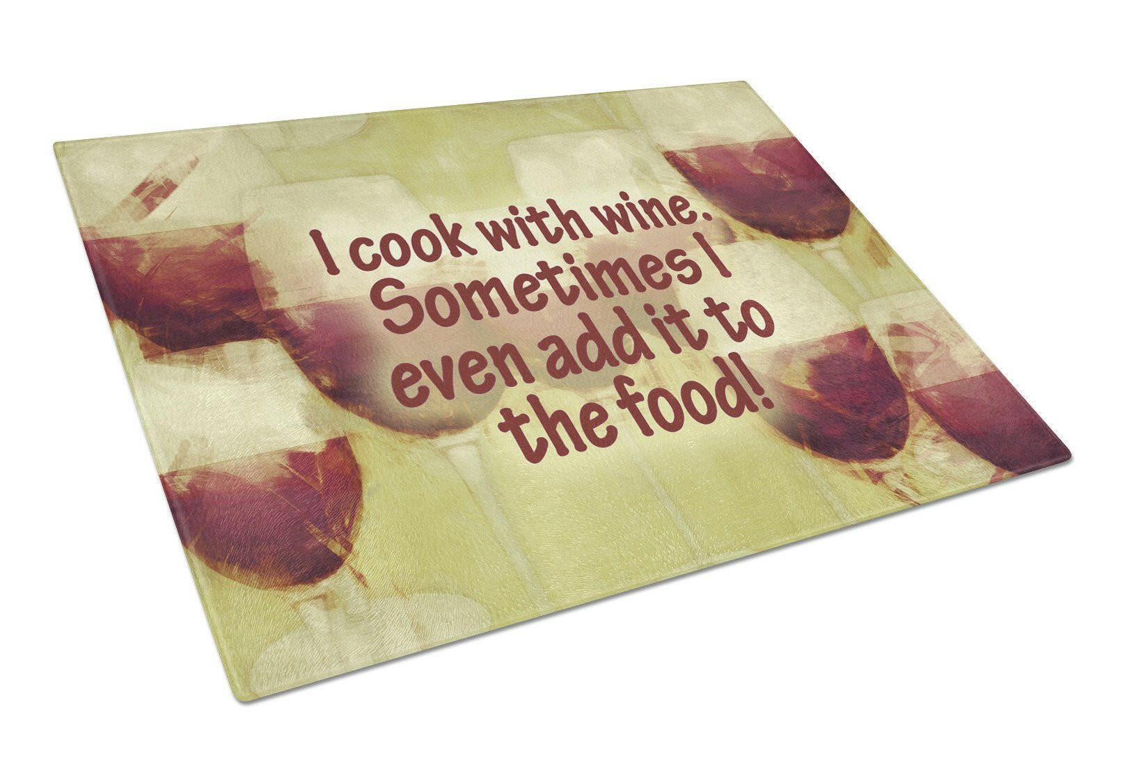 I cook with wine Cutting Board Tempered Glass Kitchen Cutting Surface, Heat Resistant Chopping, Non-Slip Feet, Food Prep & Serving