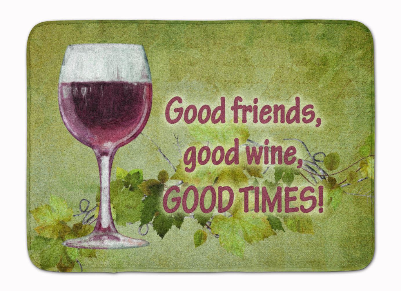 Good friends, good wine, good times Memory Foam Kitchen Mat Machine Washable Anti-Fatigue Cushion Comfort Bath or Kitchen Rug
