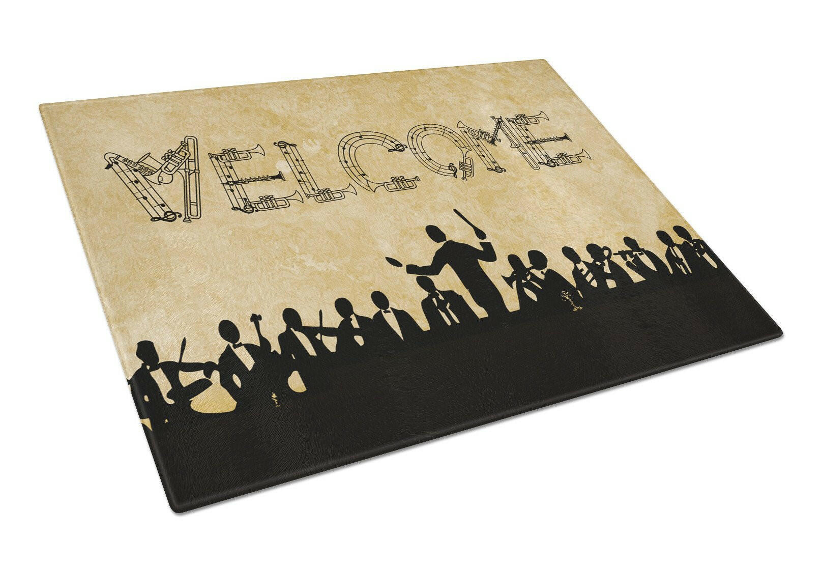 Welcome Symphony Cutting Board Tempered Glass Kitchen Cutting Surface, Heat Resistant Chopping, Non-Slip Feet, Food Prep & Serving