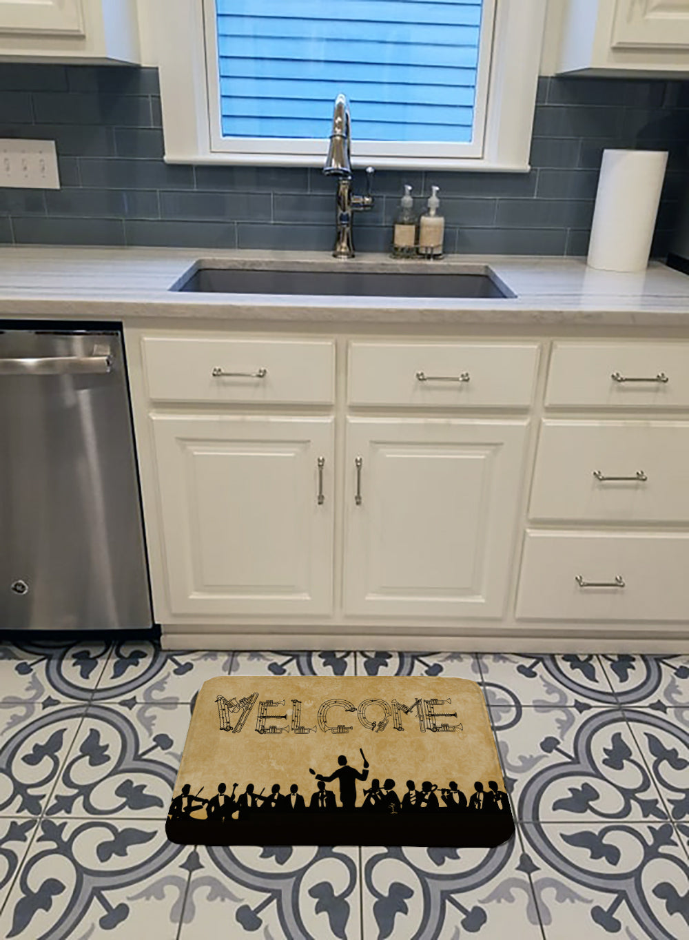 Welcome Symphony Memory Foam Kitchen Mat Machine Washable Anti-Fatigue Cushion Comfort Bath or Kitchen Rug
