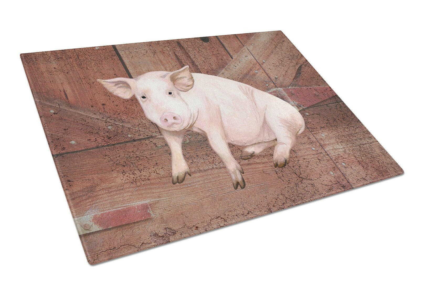 Pig at the barn door Cutting Board Tempered Glass Kitchen Cutting Surface, Heat Resistant Chopping, Non-Slip Feet, Food Prep & Serving