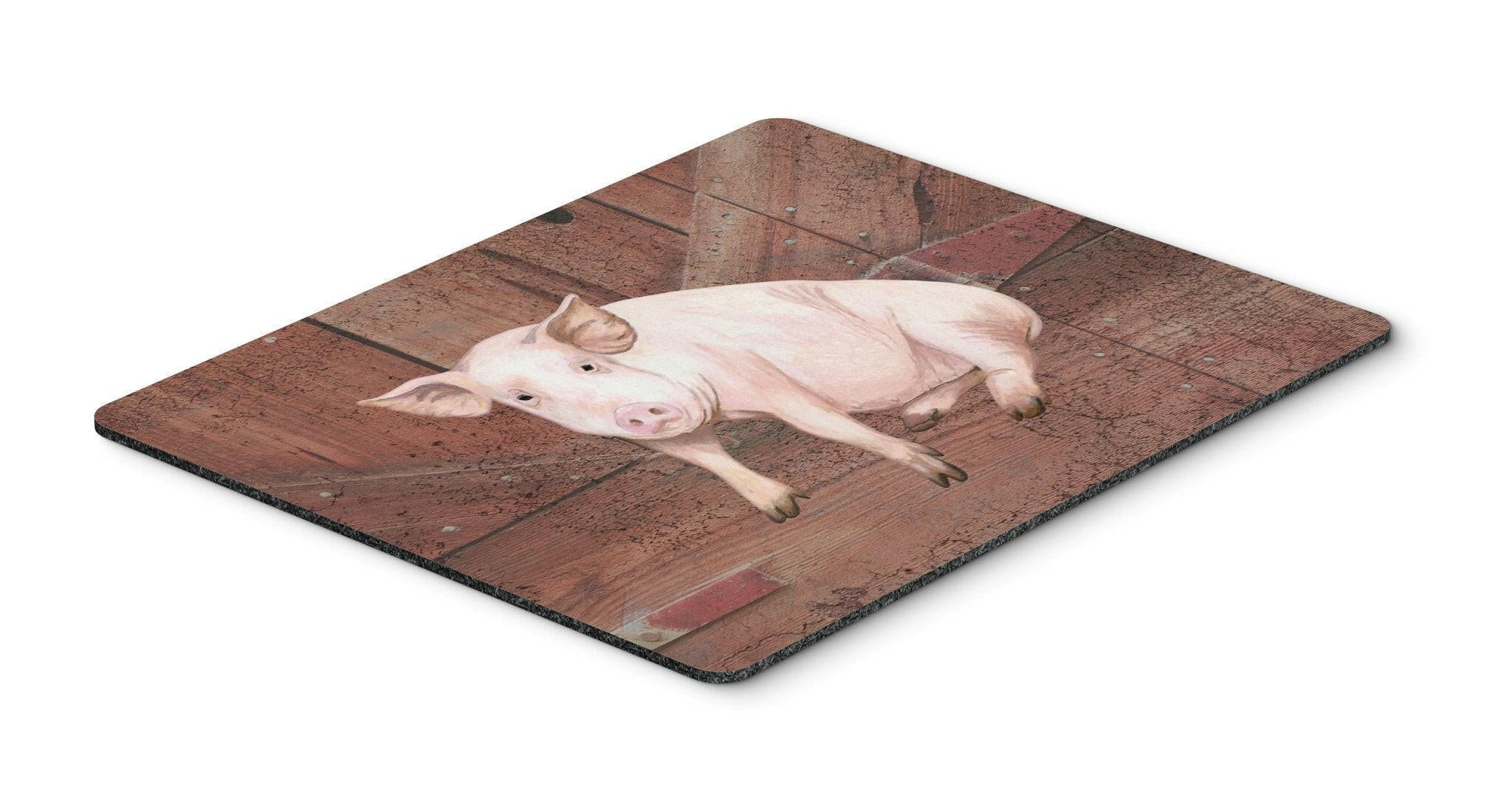 Pig at the barn door Mouse Pad, Heat Resistant Trivet Hot Pad , Non Slip Rubber Desk Mat, Kitchen Counter Protector, Home Office Decor Gift