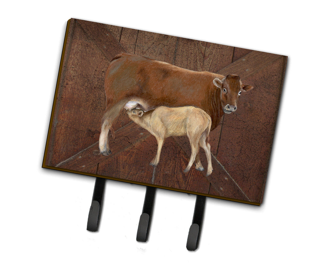 Cow Momma and Baby Leash or Key Holder Wall Hooks, Coat Rack Wall Mount, for Hanging Keys, Towels, Aprons, Leashes