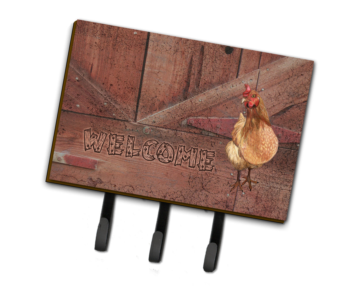 Welcome Chicken Leash or Key Holder Wall Hooks, Coat Rack Wall Mount, for Hanging Keys, Towels, Aprons, Leashes