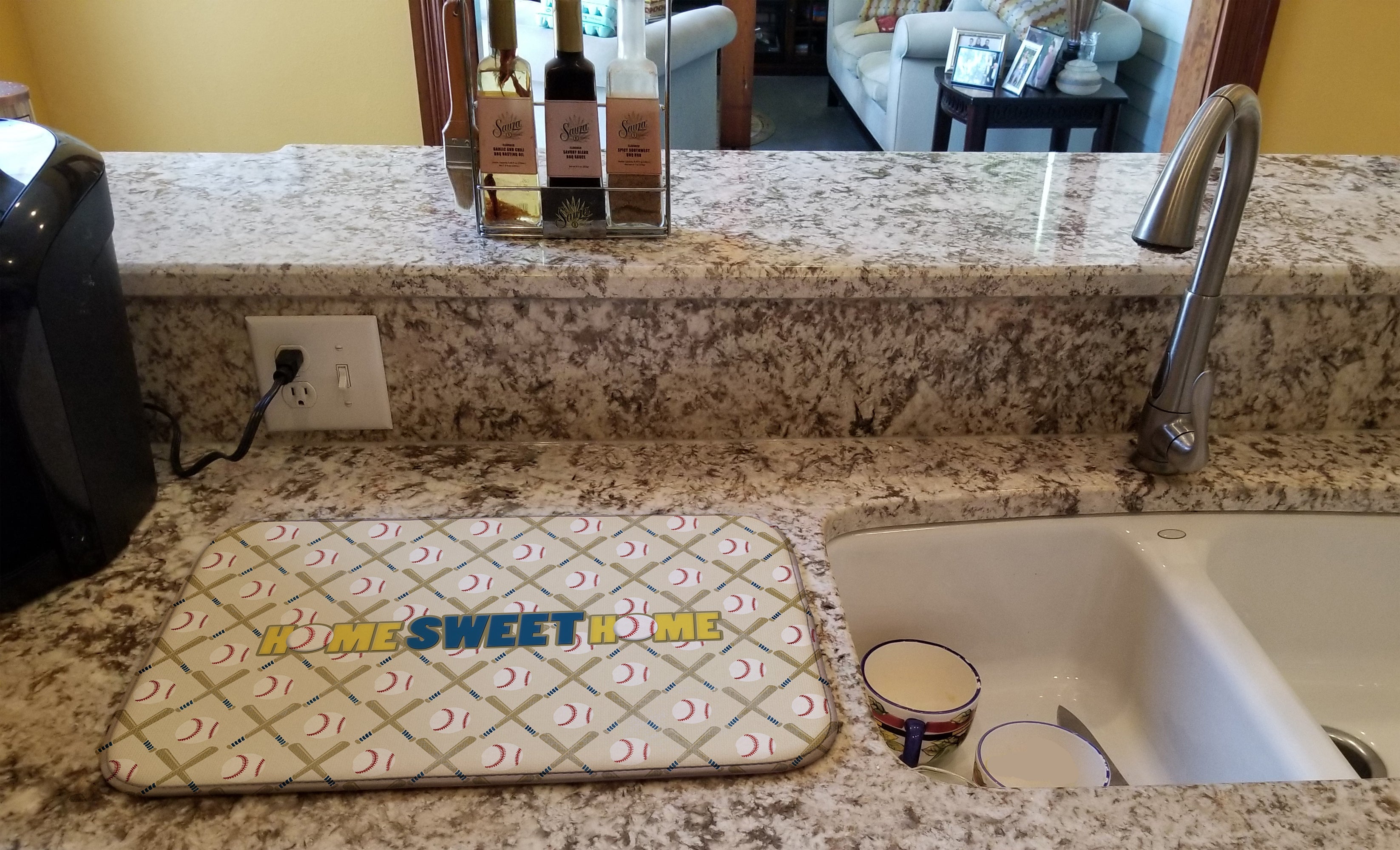 Home Sweet Home Dish Drying Mat Absorbent Dish Drying Mat Pad for Kitchen Counter Dish Drainer Mat for Countertop, 14 x 21", Multicolor
