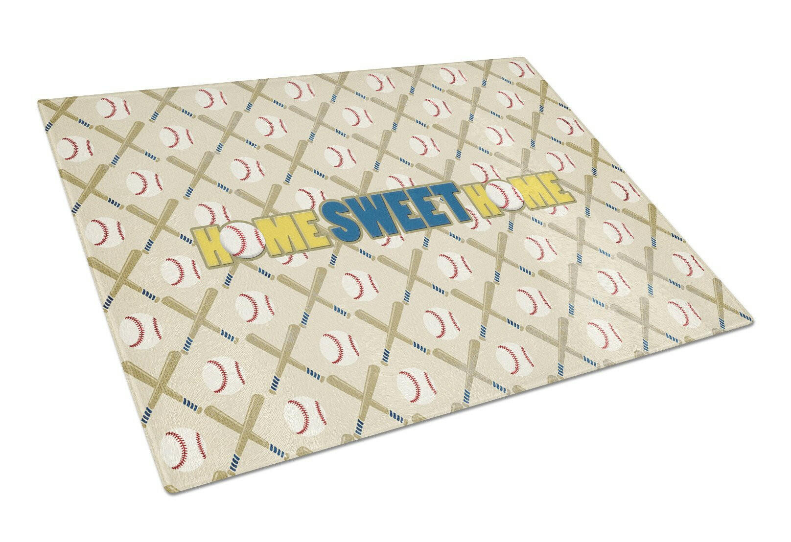 Home Sweet Home Cutting Board Tempered Glass Kitchen Cutting Surface, Heat Resistant Chopping, Non-Slip Feet, Food Prep & Serving