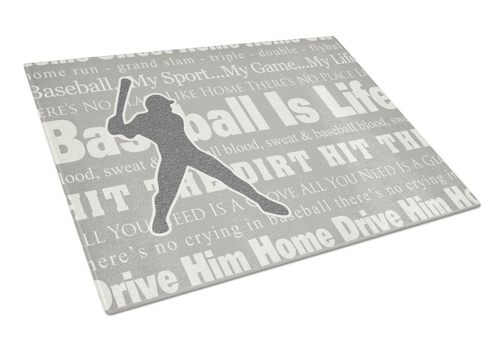 Baseball is Life Cutting Board Tempered Glass Kitchen Cutting Surface, Heat Resistant Chopping, Non-Slip Feet, Food Prep & Serving