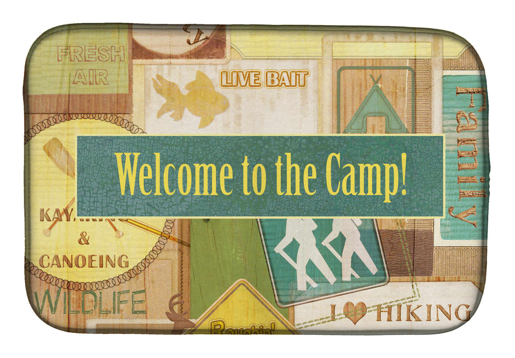 Welcome to the Camp Dish Drying Mat Absorbent Dish Drying Mat Pad for Kitchen Counter Dish Drainer Mat for Countertop, 14 x 21", Multicolor