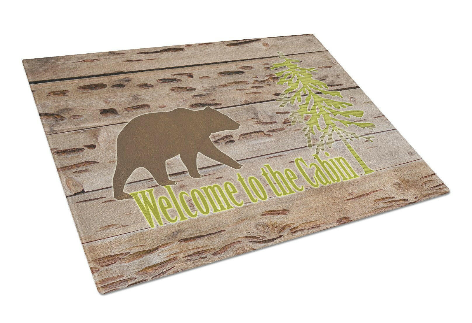 Welcome to the Cabin Cutting Board Tempered Glass Kitchen Cutting Surface, Heat Resistant Chopping, Non-Slip Feet, Food Prep & Serving