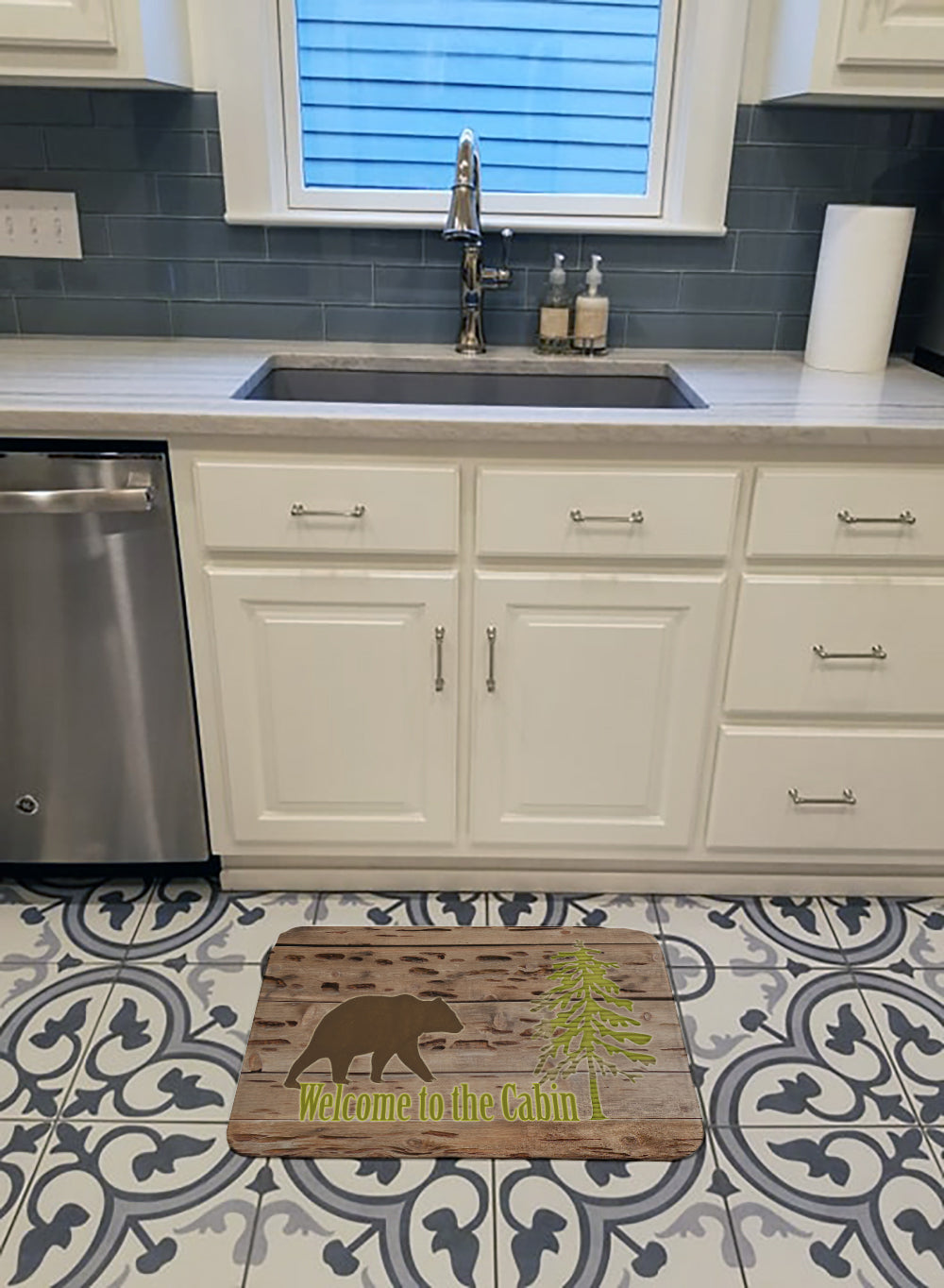 Welcome to the Cabin Memory Foam Kitchen Mat Machine Washable Anti-Fatigue Cushion Comfort Bath or Kitchen Rug