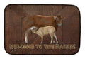 Welcome to the Ranch with the Cow and Baby Dish Drying Mat Absorbent Dish Drying Mat Pad for Kitchen Counter Dish Drainer Mat for Countertop, 14 x 21", Multicolor