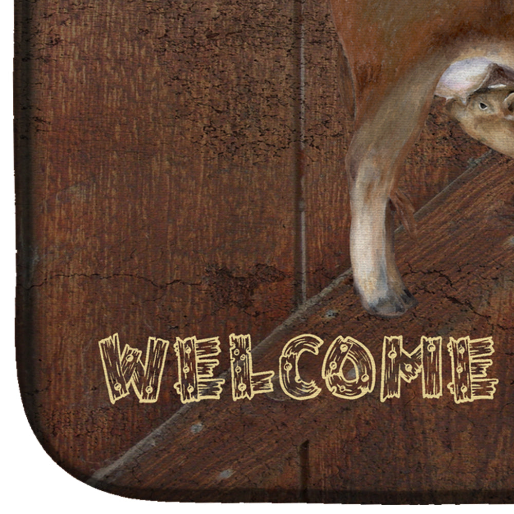 Welcome to the Ranch with the Cow and Baby Dish Drying Mat Absorbent Dish Drying Mat Pad for Kitchen Counter Dish Drainer Mat for Countertop, 14 x 21", Multicolor