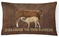 Welcome to the Ranch with the Cow and Baby Decorative Throw Pillow 12x16 Indoor Outdoor Accent Cushion, Fabric Cover with Insert for Sofa, Bed, Porch & Living Room