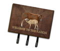 Welcome to the Ranch with the Cow and Baby Leash or Key Holder Wall Hooks, Coat Rack Wall Mount, for Hanging Keys, Towels, Aprons, Leashes